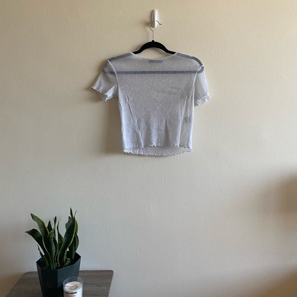 Brandy Melville Sheer White Glitter Top